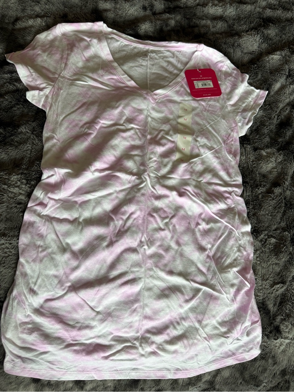 Isabel Maternity Pink Tie Dye Ruched V Neck Tee M NWT